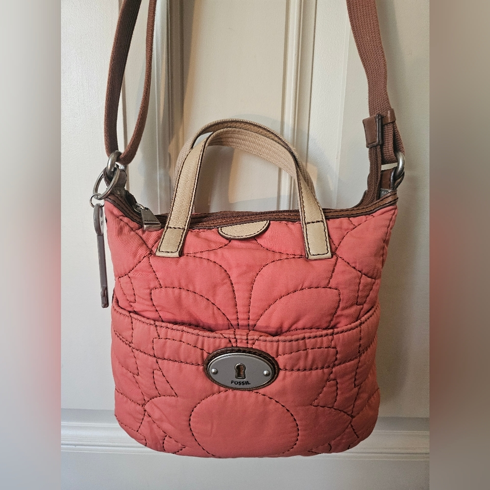 Fossil Coral Quilted Crossbody Bag